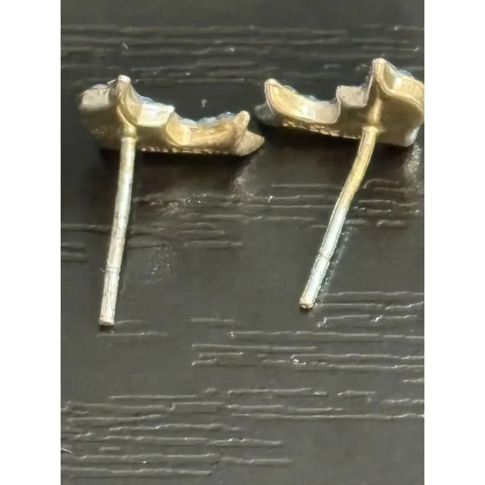 Vintage Sterling Silver Dolphin Earrings Rhinestone